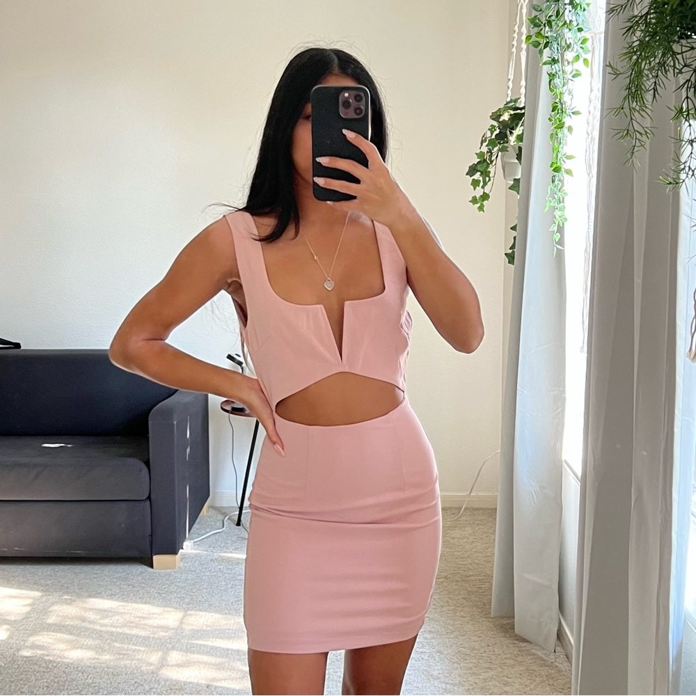 Super down Light Pink Cut Out Mini Dress 💕
